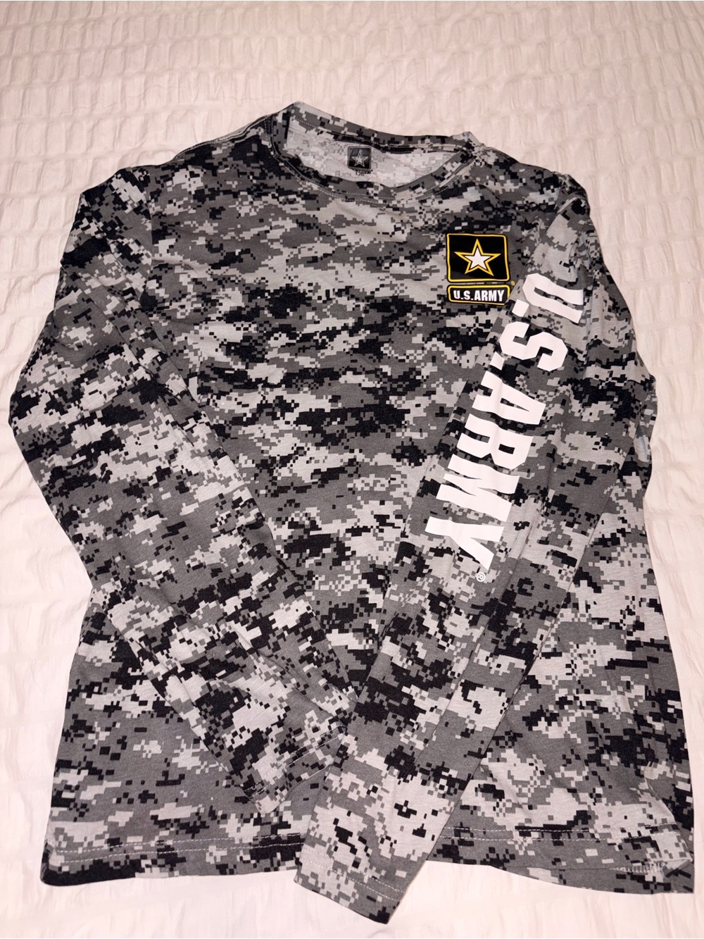 U.S. Army Men's Long Sleeve Digital Camo Tee - Black, Gray, White